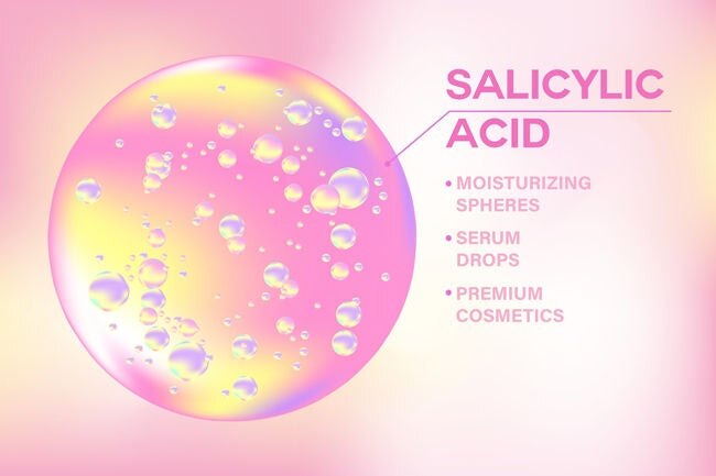 Salisilik asit nemlendirici serum kabarcıkları ve damlaları illüstrasyonu